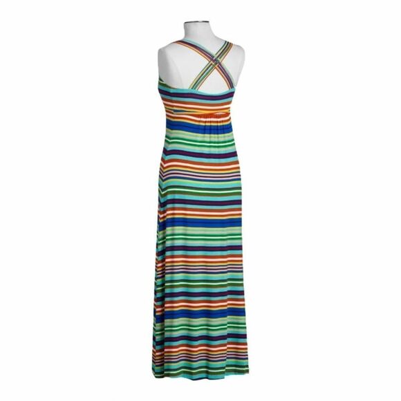 New! CALVIN KLEIN Women's Multicolored Striped Cross-Back Maxi Dress Size 8 - Picture 4 of 4